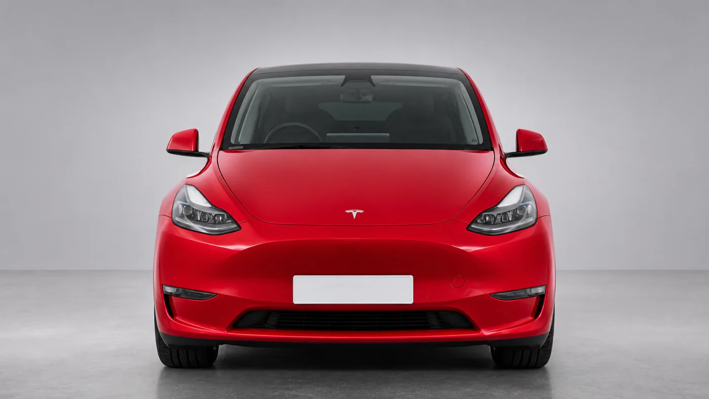 Cherry red Tesla Model Y used lease car